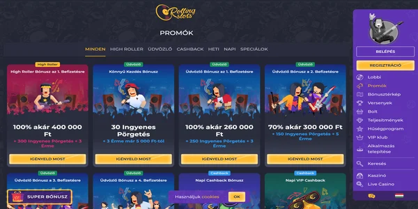 Rolling Slot Casino stran s pozdravnim bonusom na mobilnem telefonu